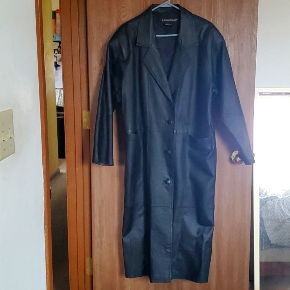 Vintage Leather Duster Length Coat